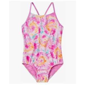 Speedo Youth Girls L (12/14) Racerback Alpha One Piece UPF Swimsuit Pink Tie Dye